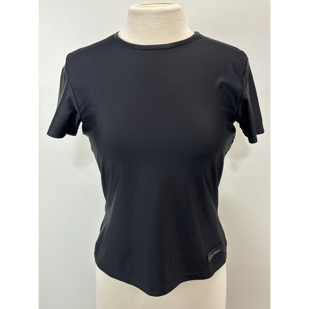 Vtg Ralph Lauren Polo Sport Tshirt Sz Large Women's Black Stretch Made USA 90s